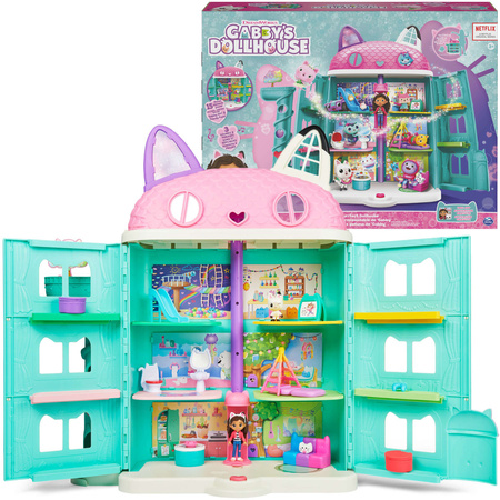 OUTLET Koci Domek Gabi Interaktywny 60 cm wielki duży dom dla lalek + figurki Kiciuś Panduś i Gabi Gabby's Purrfect Dollhouse DŹWIĘK USZKODZONE OPAKOWANIE