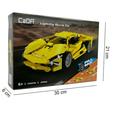 OUTLET Klocki konstrukcyjne CaDA Samochód sportowy wyścigowy 24 cm Auto Lightning Sports Car z napędem pull back 357 elementów USZKODZONE OPAKOWANIE