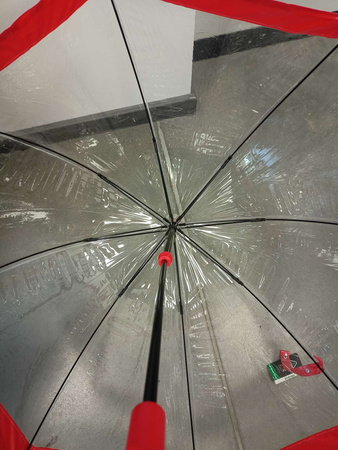 Parasol Fulton Birdcage Przezroczysto-czerwony WADLIWY