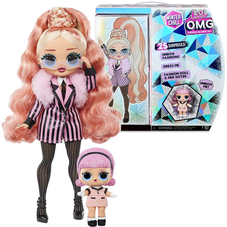 L.O.L. Surprise O.M.G. Winter Chill Lalka Big Wig z siostrą Madame Queen LOL Suprise  USZKODZONE OPAKOWANIE