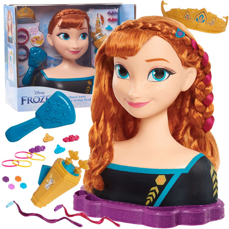 OUTLET Lalka Głowa do czesania i stylizacji włosów Deluxe Księżniczka Disney Anna Kraina Lodu +akcesoria WADLIWA 