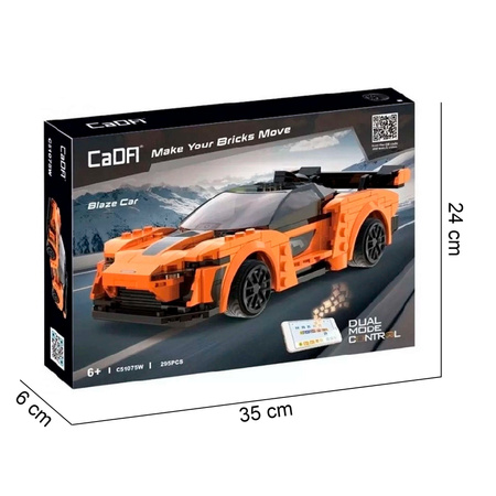 OUTLET Klocki konstrukcyjne CaDA Zdalnie sterowany samochód Blaze Car Pomarańczowe auto wyścigowe Pojazd sportowy RC Dual Mode 295 elementów USZKODZONE OPAKOWANIE