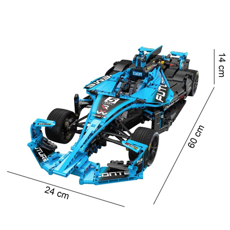 OUTLET Klocki konstrukcyjne CaDA Duże auto wyścigowe 60 cm Samochód sportowy Electric Super Racing Car Niebieska wyścigówka Pojazd 1667 elementów USZKODZONE OPAKOWANIE