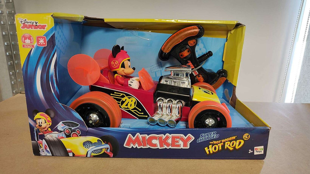OUTLET Disney Duży Samochód zdalnie sterowany Pojazd Auto Autko wyścigowe Wyścigówka Super Charged Hot Rod + pilot RC Myszka Mickey USZKODZONE OPAKOWANIE