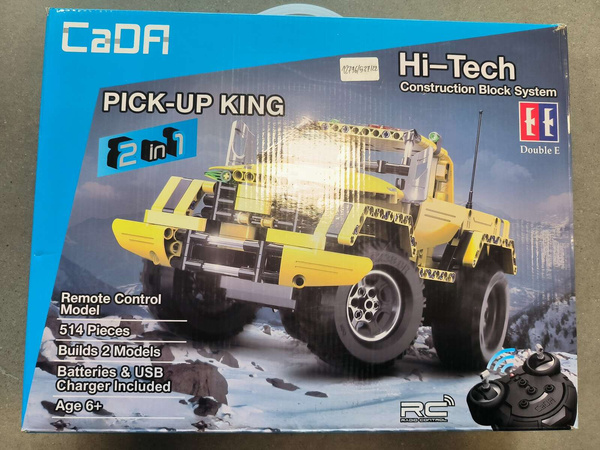 OUTLET Klocki CaDA Zdalnie sterowane auto 36 cm żółty Pick-up King 514 elementów RC PO ZWROCIE