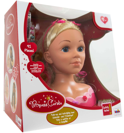OUTLET Lalka Duża Głowa do stylizacji czesania włosów Fryzjer Księżniczka Koralia Princess Coralie + paletka do makijażu dla dzieci USZKODZONE OPAKOWANIE