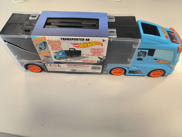 OUTLET Hot Wheels Transporter na 14 aut + 1 auto i znaki drogowe WADLIWY
