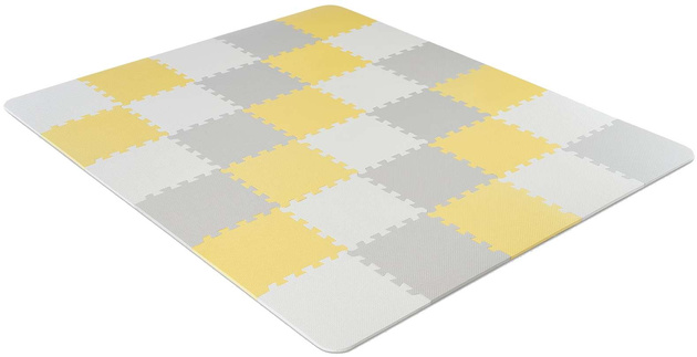 OUTLET Mata piankowa puzzlowa Luno żółto-szare 30 elementów WADLIWA