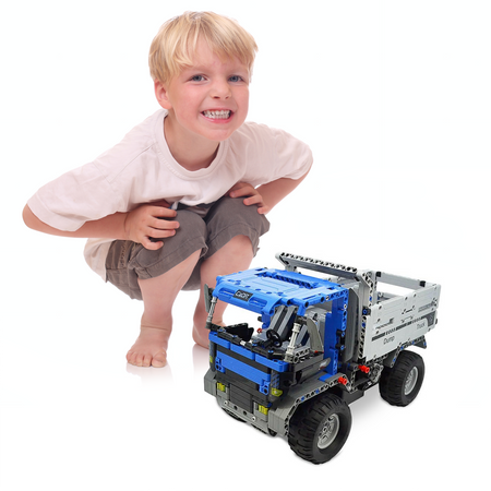 OUTLET Klocki konstrukcyjne CaDA Hi-Tech Zdalnie Sterowana Wywrotka Niebieska Ciężarówka 37 cm Dump Truck Pojazd budowlany 638 elementów USZKODZONE OPAKOWANIE