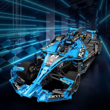 OUTLET Klocki konstrukcyjne CaDA Duże auto wyścigowe 60 cm Samochód sportowy Electric Super Racing Car Niebieska wyścigówka Pojazd 1667 elementów USZKODZONE OPAKOWANIE