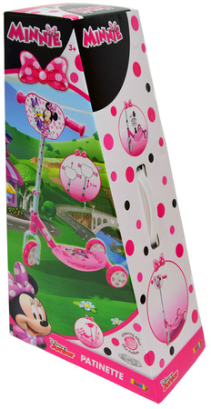 OUTLET Hulajnoga trójkołowa Myszka Minnie Disney brokatowa ciche koła i regulowana kierownica USZKODZONE OPAKOWANIE