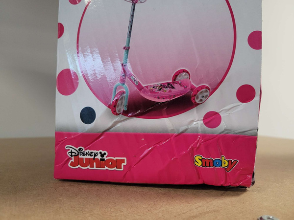 OUTLET Hulajnoga trójkołowa Myszka Minnie Disney brokatowa ciche koła i regulowana kierownica USZKODZONE OPAKOWANIE