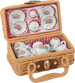 OUTLET Wiklinowy koszyk piknikowy Zestaw porcelany filiżanki do kawy USZKODZONY
