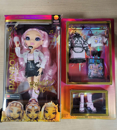 OUTLET Rainbow High Lalka kolekcjonerska Minnie Choi 28 cm Rainbow Vision + ubrania i akcesoria MGA USZKODZONE OPAKOWANIE
