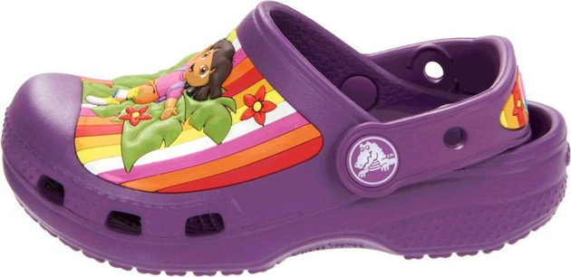 Crocs Kids Classic Dora Multistripe Dahlia Fioletowe klapki dla dzieci Dora poznaje świat