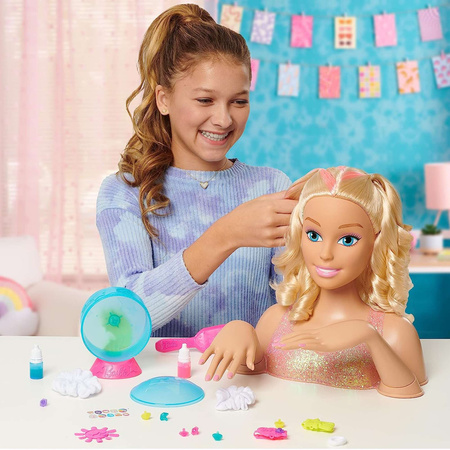 Lalka Głowa do stylizacji czesania włosów Barbie Tie-Dye Fryzjer Manicure paznokcie+ akcesoria