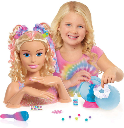Lalka Głowa do stylizacji czesania włosów Barbie Tie-Dye Fryzjer Manicure paznokcie+ akcesoria