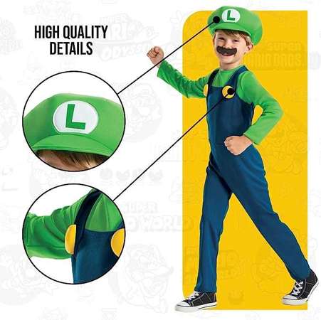 Super Mario kostium, strój karnawałowy Luigi 109-126 cm (4-6 lat)