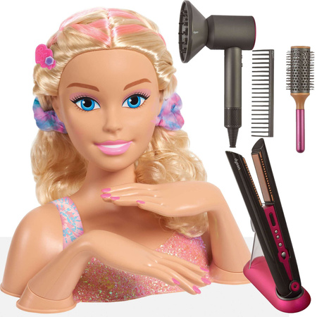 Zestaw Lalka Głowa do stylizacji czesania włosów Barbie Narzędzia Fryzjerskie dla dzieci Tie-Dye Fryzjer Manicure paznokcie + akcesoria